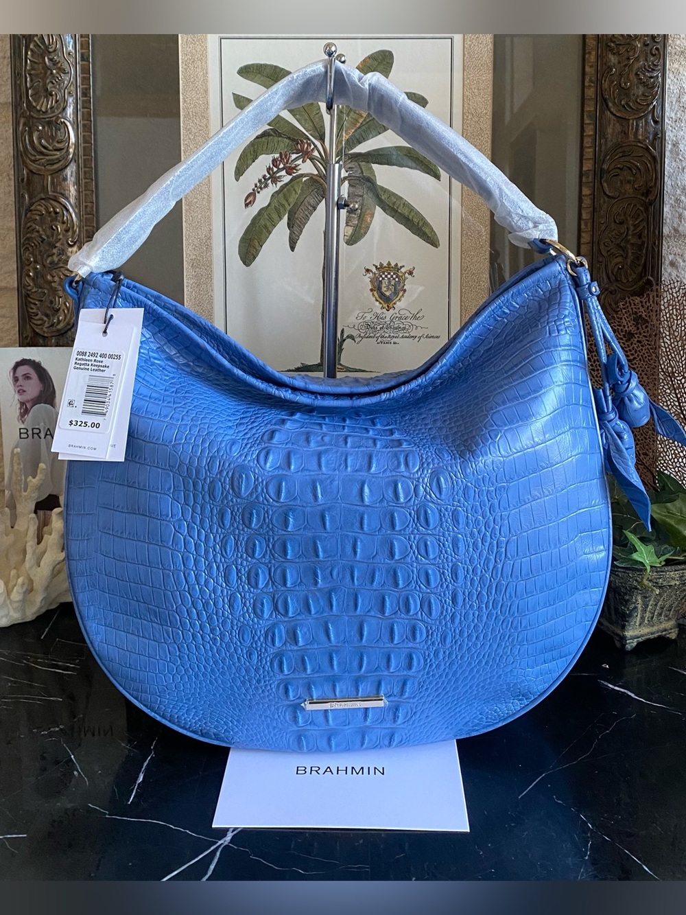 🫐 Brahmin Blue Regatta Keepsake Kathleen Rose Shoulder Bag NWT - Picture 5 of 12